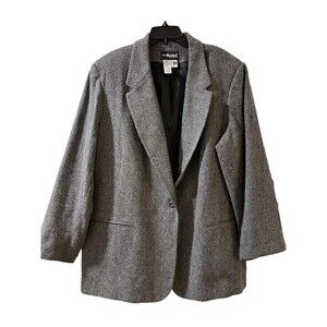 Sag Harbor women Vintage 70% Wool Blazer Jacket size 24W Gray One Button Closure